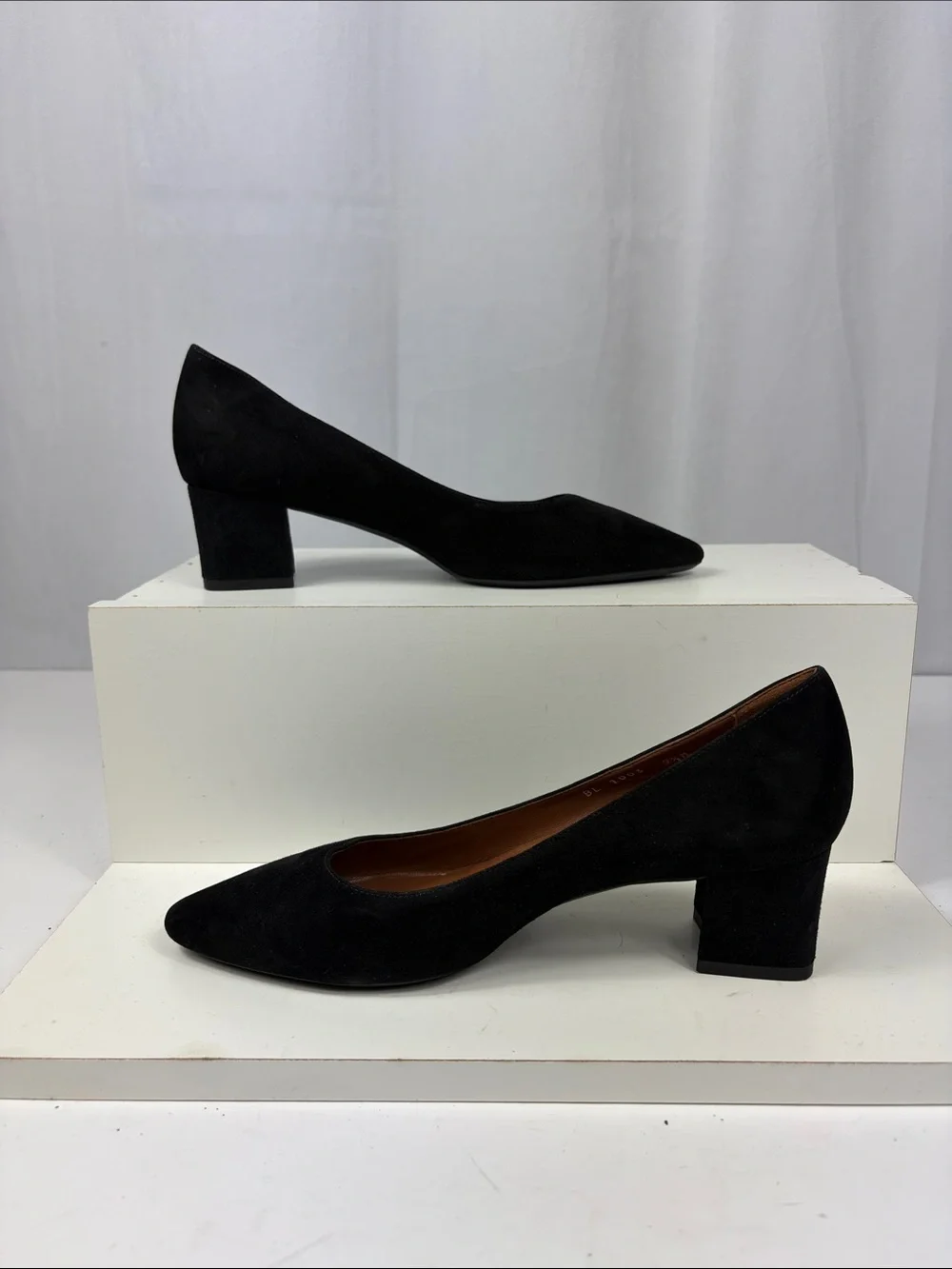 Aquatalia Pasha Suede‎ Block Heel in Black.